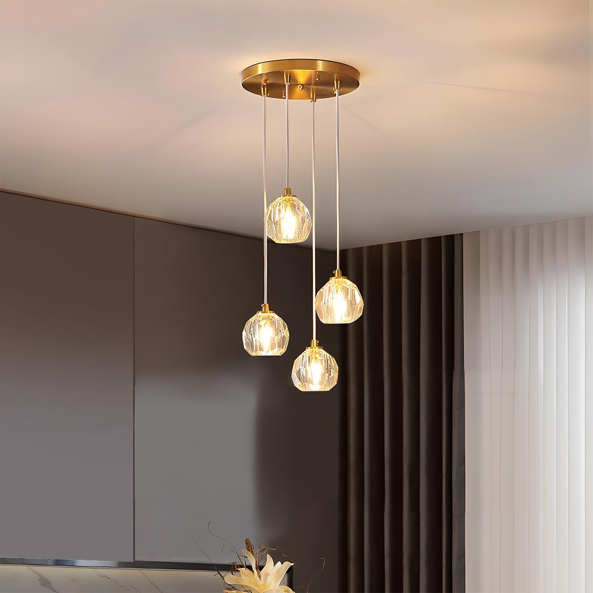 Pendant Light | Crystal Cluster Brass Design