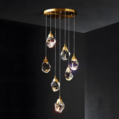Pendant Light | Crystal Cluster Brass Design