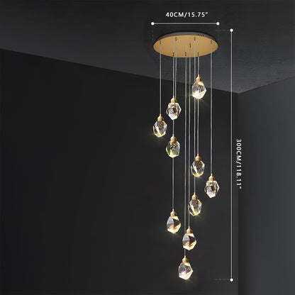 Pendant Light | Crystal Cluster Brass Design