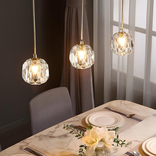 Pendant Light | Crystal Cluster Brass Design
