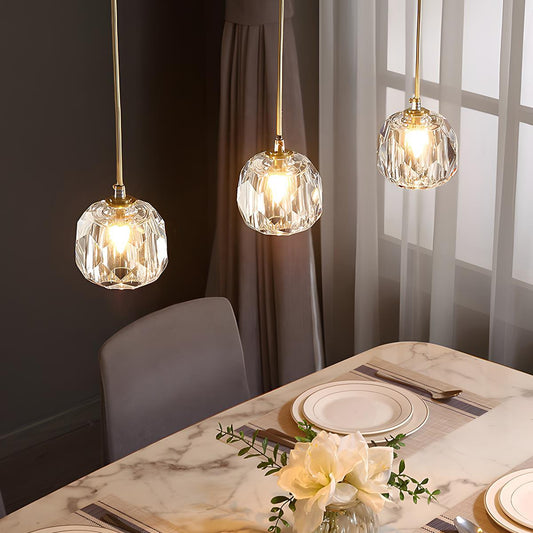 Pendant Light | Crystal Cluster Brass Design