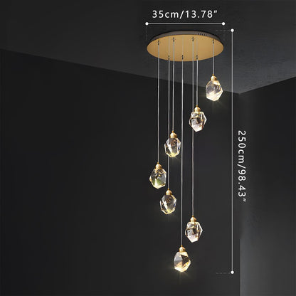 Pendant Light | Crystal Cluster Brass Design