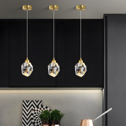 Pendant Light | Crystal Cluster Brass Design