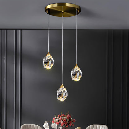 Pendant Light | Crystal Cluster Brass Design