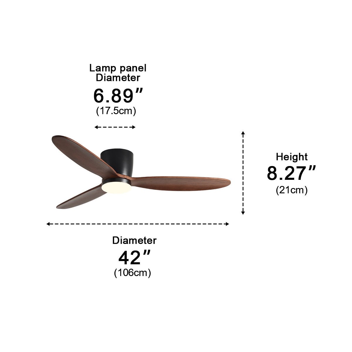 Ceiling Fan | Wood Blade Flush Mount Design