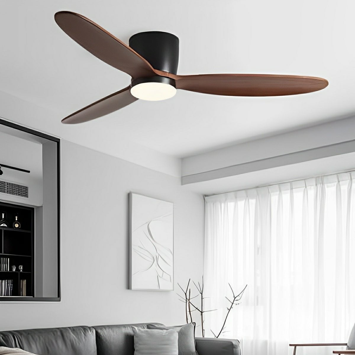Ceiling Fan | Wood Blade Flush Mount Design