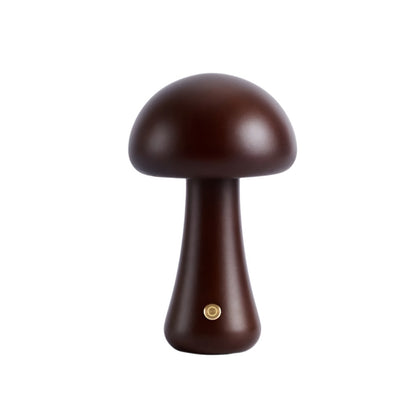 Table Light | Carved Wood Mushroom Design