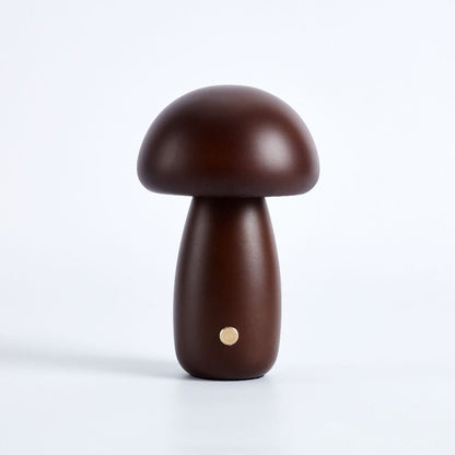 Table Light | Carved Wood Mushroom Design