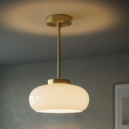 Pendant Light | Amber Glass Dome Design