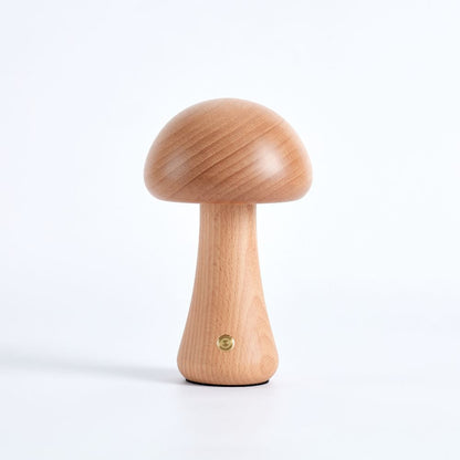 Table Light | Carved Wood Mushroom Design