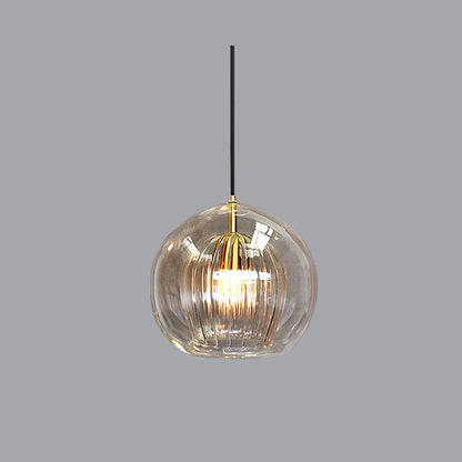 Pendant Light | Glass Globe Ribbed Design