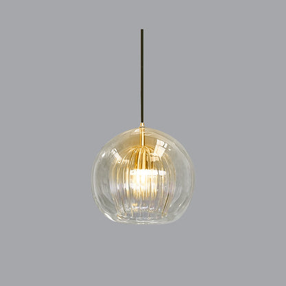 Pendant Light | Glass Globe Ribbed Design