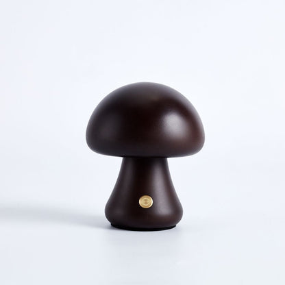 Table Light | Carved Wood Mushroom Design