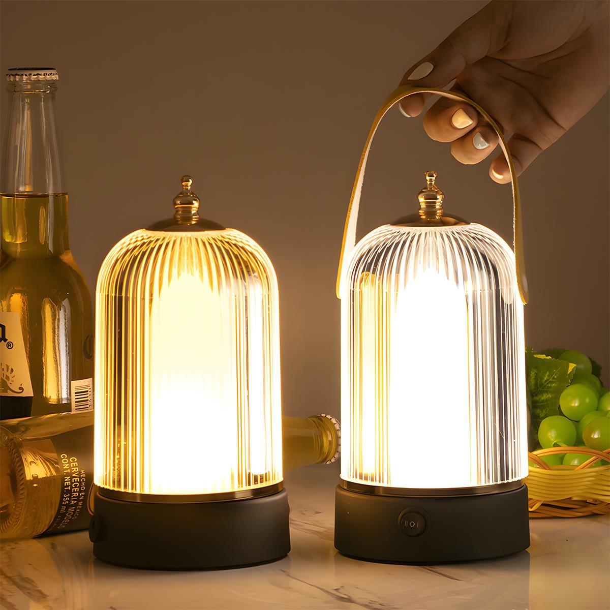 Table Lamp | Ribbed Glass Lantern Design