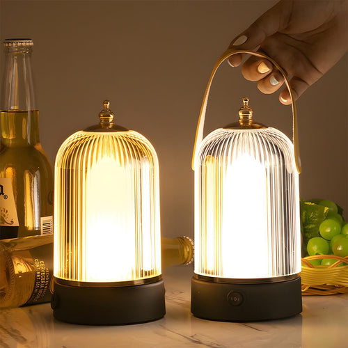 Table Lamp | Ribbed Glass Lantern Design