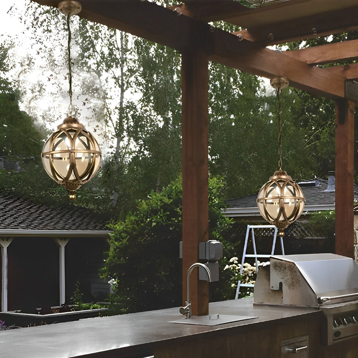 Pendant Light | Outdoor Globe Cage Design