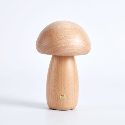 Table Light | Carved Wood Mushroom Design